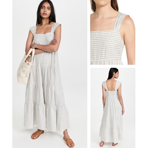 Madewell Striped Tiered Maxi Dress - Picture 1 of 9